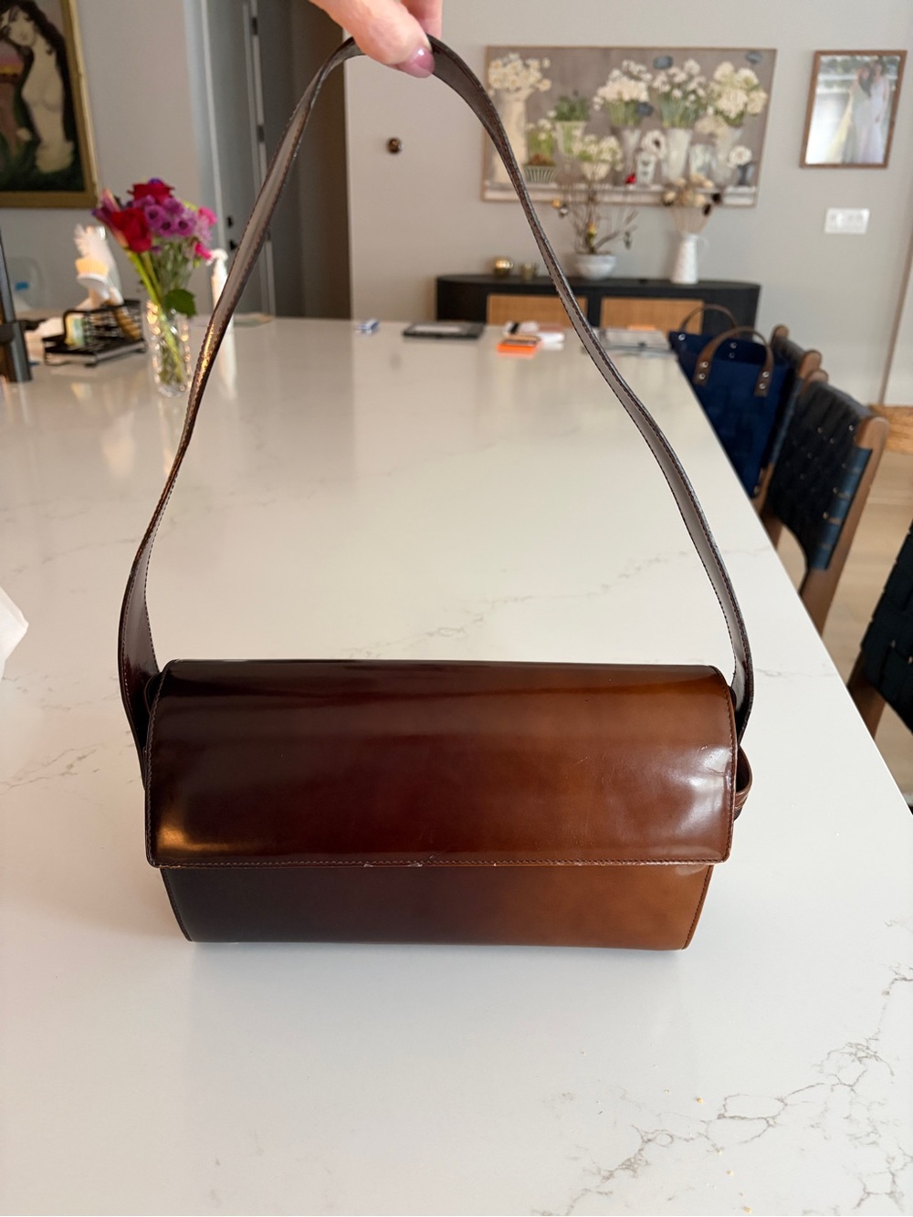 Vintage Salvatore Ferragamo Brown Ombré Leather Shoulder Bag - Picture 2 of 9